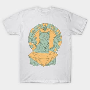 Sage Green 7 Cats and Ancient Stones T-Shirt